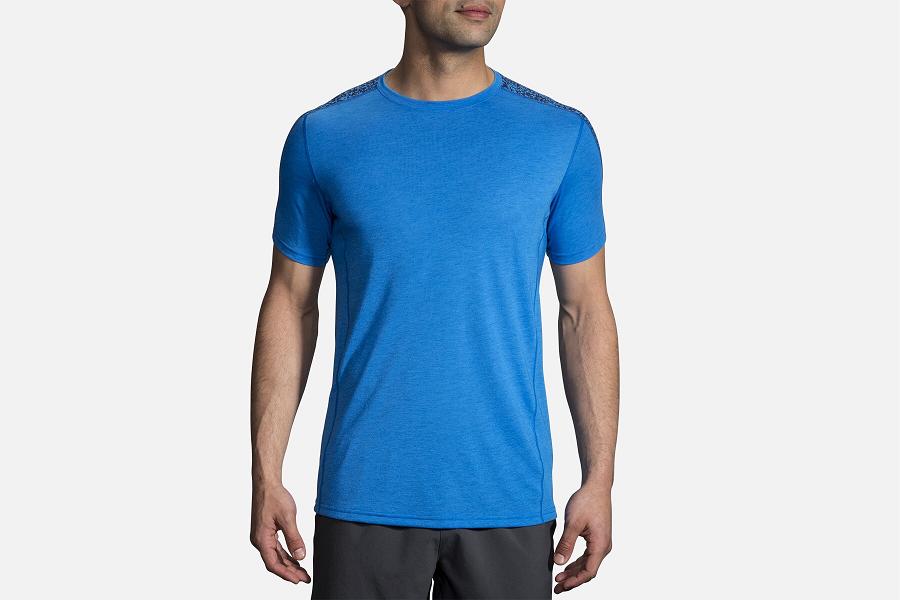 Brooks Distance Men Sport Clothes & Running Shirt Blue MJT436750
